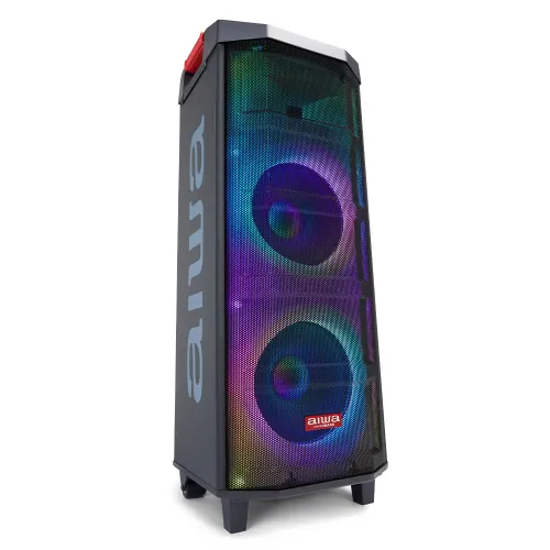 Power Audio Aiwa KBTUS-710MKII 90W Bluetooth Radio FM Mikrofon Karaoke Czarny