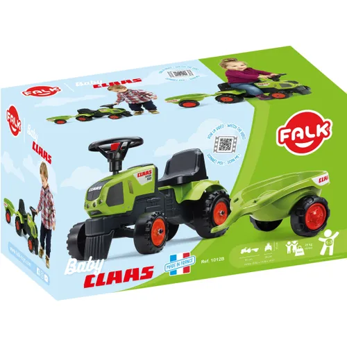 Falk Traktorek Baby Claas Axos 310 Zielony z Przyczepką od 1 roku