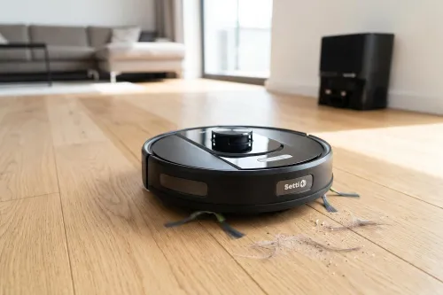 Robot sprzątający SETTI+ RV600S ze stacją czyszcząco-ładującą, funkcja mopowania Czarny