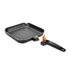 TESCOMA Smartclick 26 x 26 cm czarna - patelnia grillowa nieprzywierająca z odpinaną rączką
