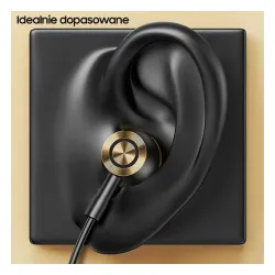 Słuchawki bezprzewodowe USAMS EP-43 Metal USB-C Dokanałowe Mikrofon Czarny