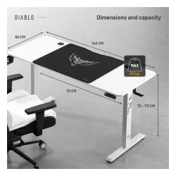 Biurko Diablo Chairs X-Tensio 1400 140cm Regulacja wysokości Biały