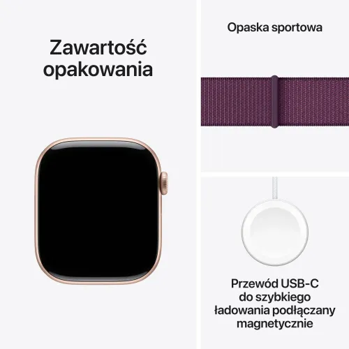 Apple Watch Series 10 GPS koperta 42mm aluminium różowe złoto opaska sportowa dojrzała śliwka