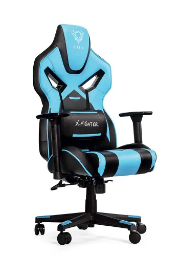 Fotel Diablo Chairs X-Fighter Normal Size Gamingowy do 150kg Skóra ECO Czarno-niebieski