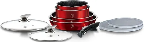 Zestaw garnków BERLINGER HAUS Metallic Line Burgundy Edition BH-6145 (9 elementów)