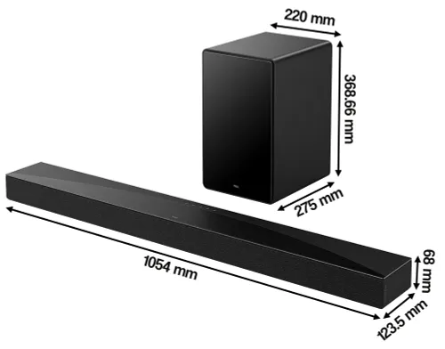 Soundbar TCL Q65H Czarny 5.1-kanałowy, Bezprzewodowy Subwoofer, 4K HDR, HDMI eARC, BT, Dolby Atmos, DTS:X