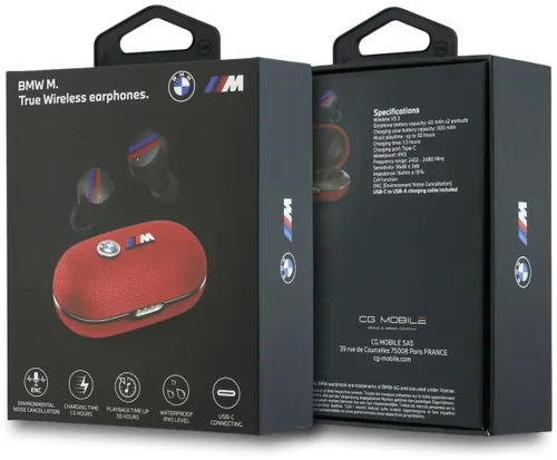 Słuchawki dokanałowe BMW M Metal Logo ENC Czerwony