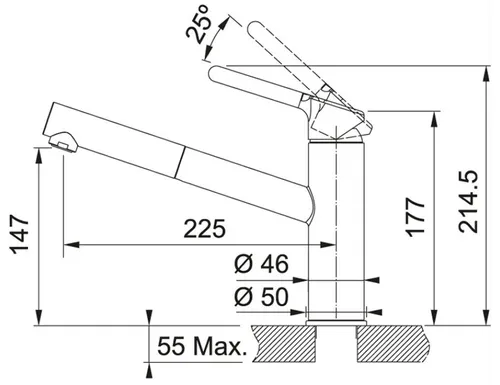 Bateria FRANKE Orbit 115.0623.141 Chrom/Kamienny szary