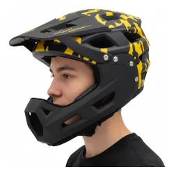 Kask XRIDER XRFH003M Czarno-żółty Full Face z odkręcaną szczęką (rozmiar M)