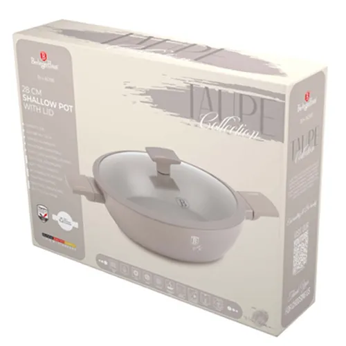 Płaski Garnek Tytanowy Z Pokrywą 28Cm Berlinger Haus Bh-8098 Taupe