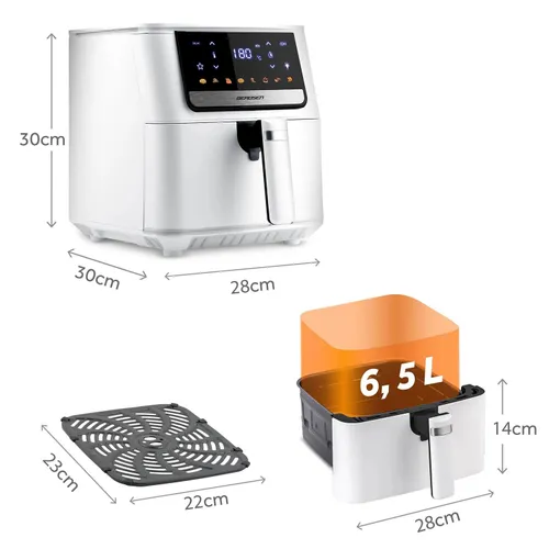 Air Fryer Frytkownica beztłuszczowa BERDSEN BD-662 Biały 6.5l 8 automatycznych programów
