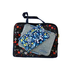 Lunchbox 4-komorowy Yumbox Pret ze stalową tacą - Paris blue glitter