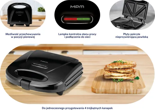 Opiekacz MPM MOP-47 Trójkąty 750W