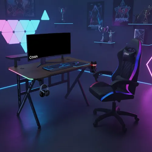 Biurko gamingowe COBRA CRF4012 RGB Brązowy