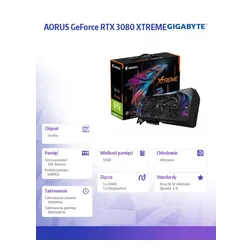 Karta graficzna GeForce RTX 3080 AORUS XTREME 10GB LHR GDDR6X 320bit 3DP/HDMI 