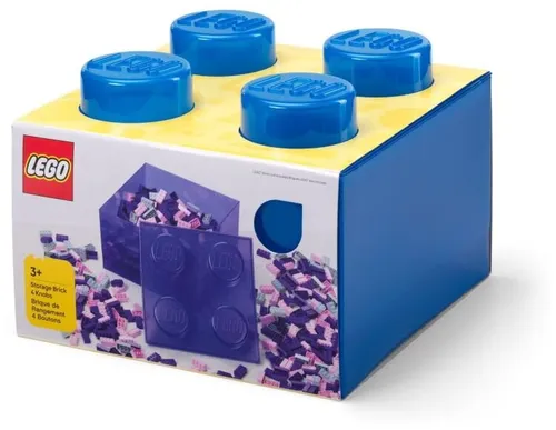 Lego 40090805 Classic Pojemnik klocek Lego Brick 4 z pokrywką – Przezroczysty niebieski