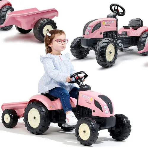 Falk Traktor Country Star Różowy na Pedały + Przyczepka i Klakson 2-5Lat.