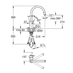 Bateria GROHE Concetto 32663003 Chrom