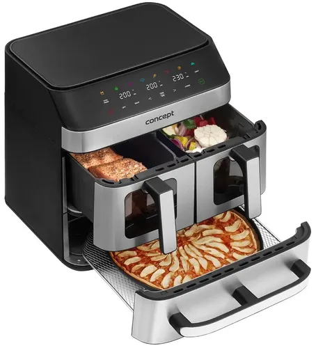Air Fryer Frytkownica beztłuszczowa CONCEPT Pizza Trio FR9000 18.5 l z podwójnym koszem + szuflada do pieczenia