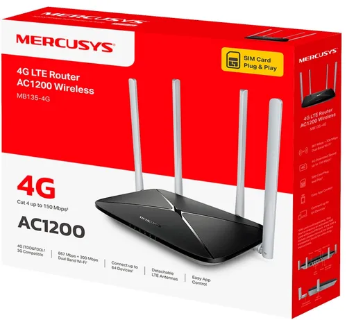 Router MERCUSYS MB135-4G 2.4 / 5 GHz (DualBand), Gniazdo SIM