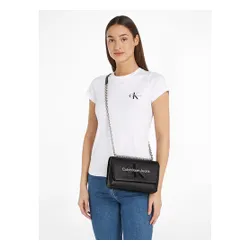 Geantă Calvin Klein Jeans sculptată EW clapă Conv25 Mono K60k607198 negru cu trandafir 01f