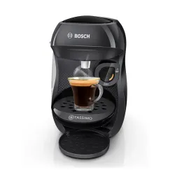 Zestaw ekspres kapsułkowy Bosch Tassimo Happy TAS1002N czarny i 3 opakowania kapsułek: Jacobs Latte Macchiato Classico, Café au lait, Morning Café (Strong&Intense) XL