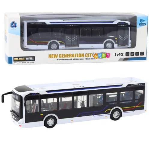 Autobus Miejski Interaktywny Metalowy 1:42 Światła Dźwięk Otwierane Elementy