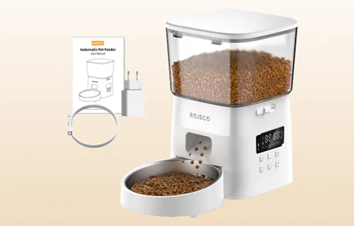 Dozownik karmy ROJECO 2L Button Version Automatic Smart Pet Feeder Biały