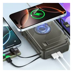 Radioodbiornik Hawk R40 Na korbkę, Solarne, Latarka, Radio FM Bluetooth Zielony