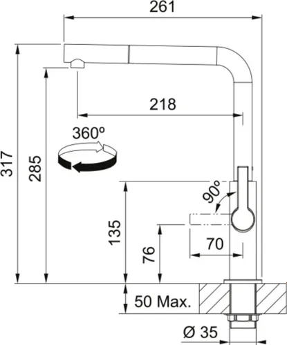 Bateria FRANKE Maris Slim L Pull-Out 115.0728.394 Czarny mat