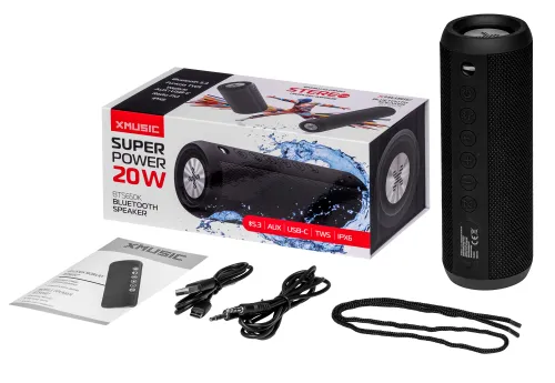 Głośnik mobilny XMUSIC BTS650K Radio FM Czarny