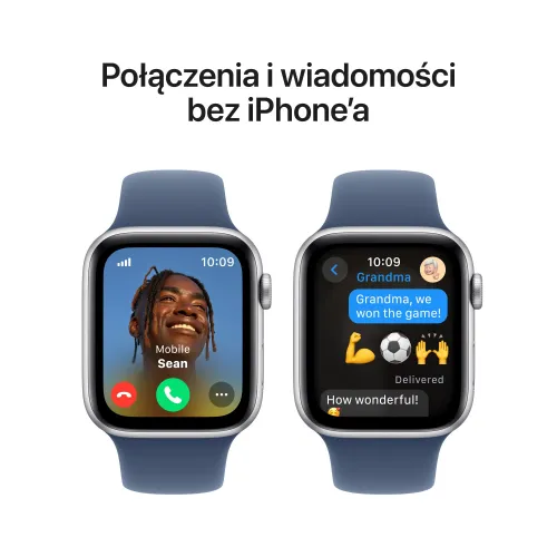Apple Watch SE GPS + Cellular koperta 44mm aluminium srebrnym pasek sportowy denim M/L