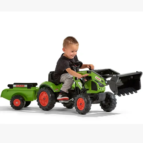 Falk Traktor Claas Zielony z Przyczepą i Łyżką na Pedały od 2-5 lat