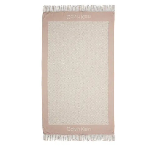Calvin Klein Franjuri monogramă eșarfă șal 100x200 K60k611118 Doeskin PBP
