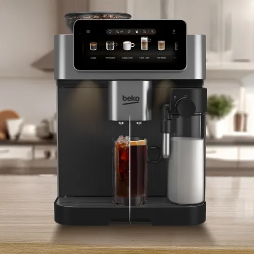 Ekspres BEKO CaffeExperto CEG8564X 50 programów ColdBrew Kawy mrożone 19 bar Stalowy młynek Zdalne sterowanie Inox