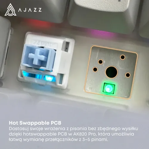 Klawiatura AJAZZ AK820 Pro RGB Hot Swap Flying Fish Switch Czarno-szaro-żółty