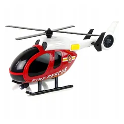 Duży Zestaw Straż Pożarna zabawka dla chłopca laweta helikopter auto efekty