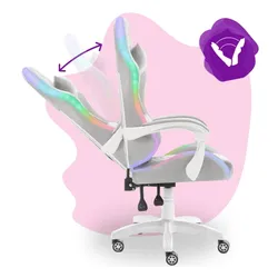 Fotel HELL'S CHAIR HC-1000 LED RGB Kids Szary