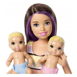 LALKA BARBIE SKIPPER OPIEKUNKA zestaw z 2 bobasami, łóżeczkiem + akcesoria GFL38