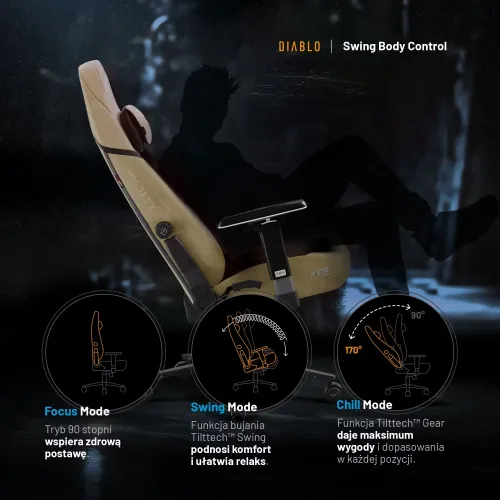 Fotel Diablo Chairs X.Eye Prime, Normal Size, Broken Gold Gamingowy do 140kg Złoty