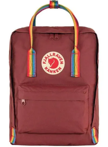 Fjallraven Kanken Gökkuşağı-öküz kırmızı sırt çantası / gökkuşağı deseni