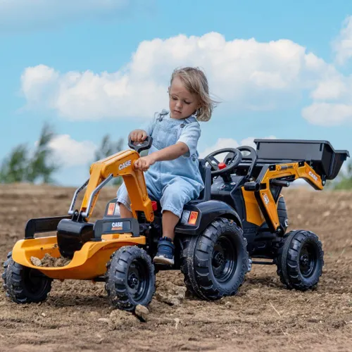 Falk Traktor Na Pedały Case Ce Z Koparką Ładowarką I Przyczepą 3-7 Lat