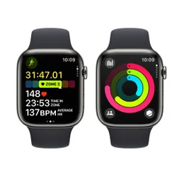 Смарт-часы Apple Watch Series 9 GPS + сотовый чехол 45 мм из нержавеющей стали сильный графитовый Спортивный ремешок North M / L