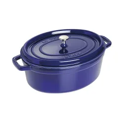 STAUB La Cocotte Oval 5,5 l niebieski - garnek żeliwny/brytfanna z pokrywką