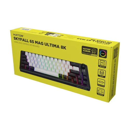 Klawiatura magnetyczna Hator Skyfall 65 MAG Ultima 8K Wireless Aurum Ice Czarno-Szary