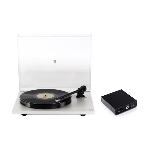 Gramofon REGA Planar 1 Biały, Manualny,Napęd paskowy,Wkładka Rega,Pokrywa w zestawie,Prędkość odtw. 33 1/3, 45 obr./min + Przedwzmacniacz gramofonowy REGA Fono Mini A2D