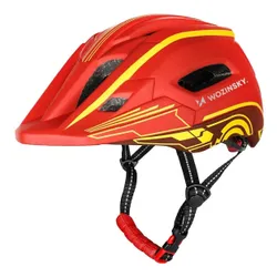 Kask rowerowy WOZINSKY HT-27CZ Czerwono-żółty Full Face dla Dzieci z odkręcaną szczęką (rozmiar uniwersalny)
