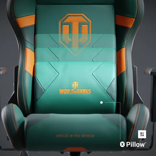 Fotel Diablo Chairs X-One 2.0 World of Tanks Gamingowy do 160kg Skóra ECO Tkanina Zielono-pomarańczowy