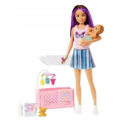 LALKA BARBIE SKIPPER OPIEKUNKA łóżeczko + bobas HJY33