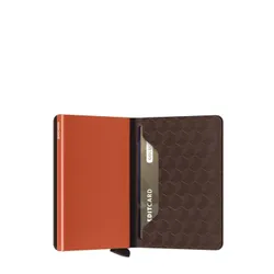 Küçük Secrid Slimwallet Optik RFID Cüzdanı-Kahverengi / Turuncu